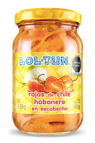 Rajas de Chile Habanero en Escabeche Lol-Tun 238g / Habanero Chilies Lol-Tun 238g